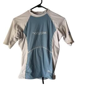 Body Glove Aura UV Shirt Large Blue White UPF‎ 50 Sun Protection Swim Rash Guard